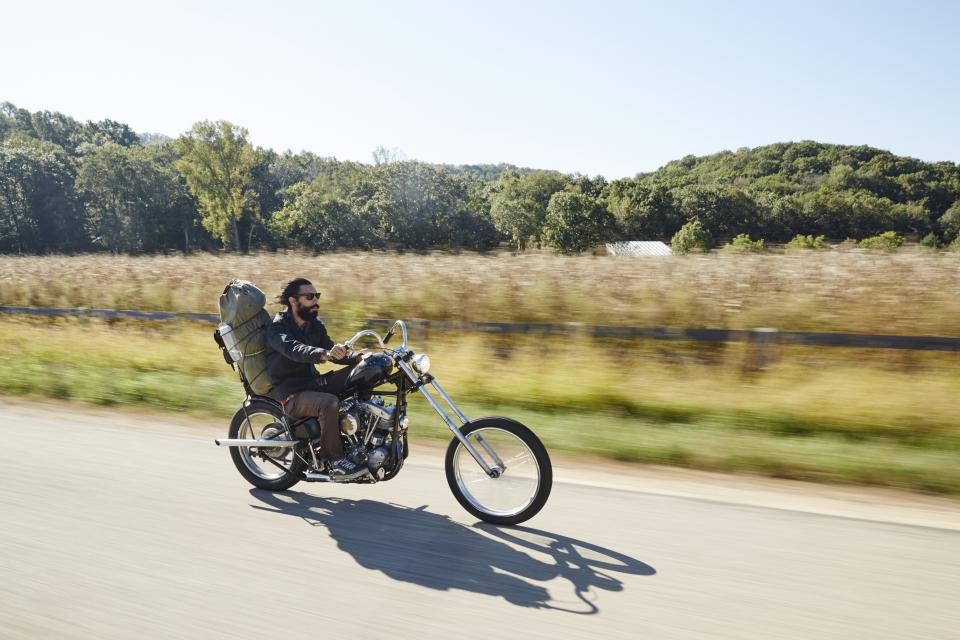 Josh Barraza Wearing a Waxed Cotton Rider