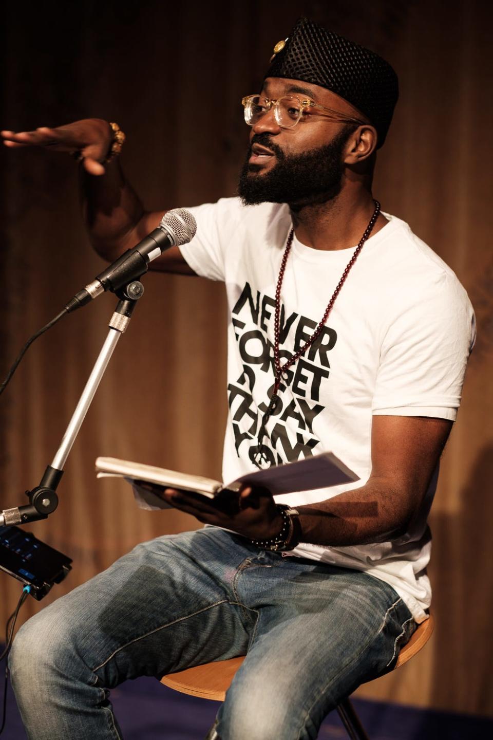 Inua Ellams performed his one-man show "An Evening with an Immigrant" in Oklahoma City as part of Oklahoma City Repertory Theater's spring 2022 "Reboot Season."