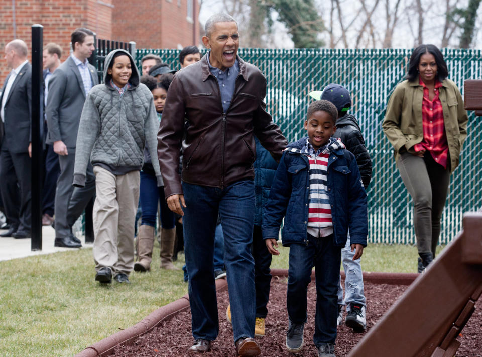 He donated his daughters' swingset.