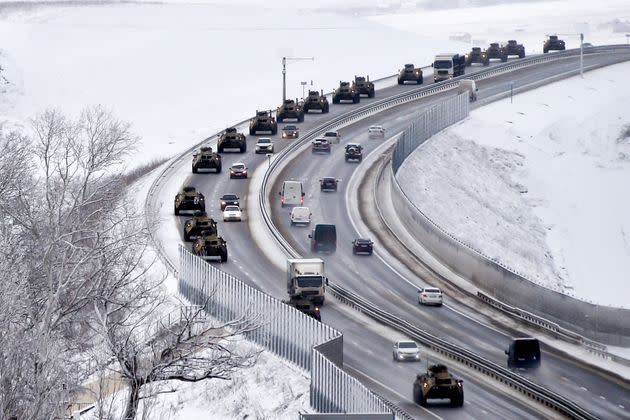 New satellite photos appeared to show a massive convoy outside the Ukrainian capital had fanned out into towns and forests near Kyiv (Photo: Associated Press)