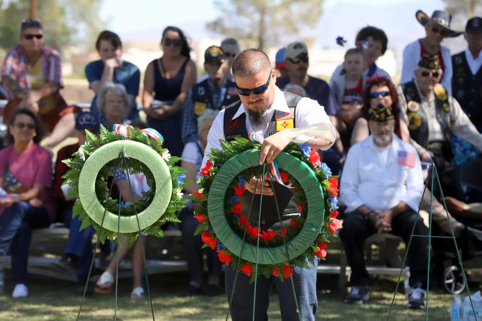 Wreaths for Blue Star Mothers will be placed at the base of the veteran's flagpole at Mountain View Cemetery on Monday. The American Legion Bataan Post 4 will present its annual Memorial Day ceremony at 11 a.m. on Monday at the cemetery.