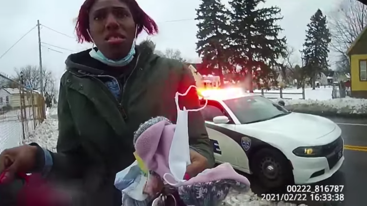 <p>Body camera video shows police question a woman, who was pepper sprayed</p> (Rochester Police Department)