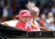 <p>The British monarch arrived via carriage, and sat alongside Lady Helen Taylor, the daughter of the Duke and Duchess of Kent.</p>