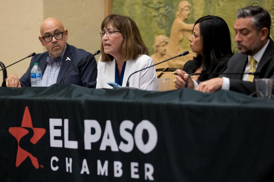 Rep. Lina Ortega speaks at the 88th Legislative Session Wrap-Up hosted by the El Paso Chamber on Tuesday, Aug. 8, 2023, at the El Paso Community Foundation Room in Downtown El Paso.