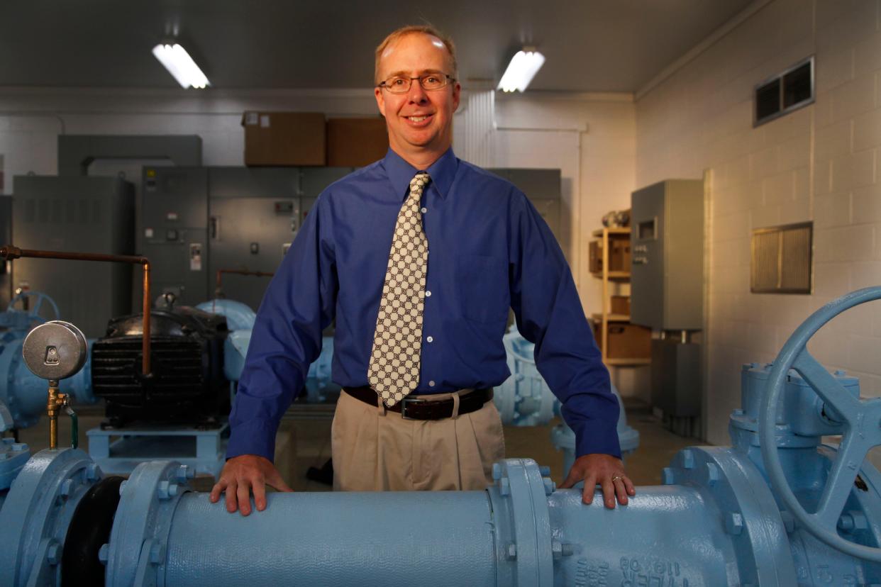 Todd Steigerwaldt, general manager of the Marion Water Department, at the city’s water plant. Marion gets most of its water from the Jordan aquifer, but its well levels are steadily falling.