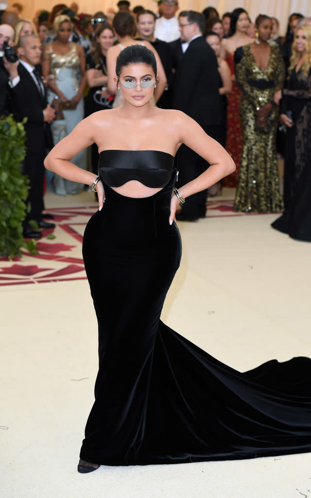 Kylie Jenner at the 2018 Met Gala, Travis Scott, red carpet, Alexander Wang, Heavenly Bodies: Fashion and the Catholic Imagination