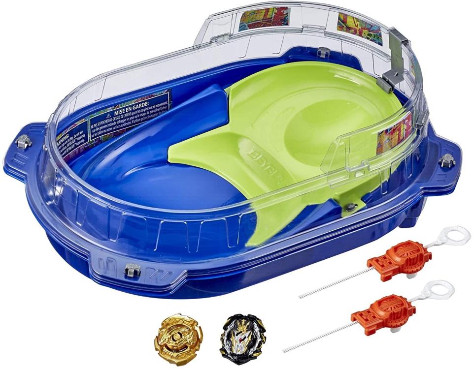 This set includes a <a href="https://amzn.to/2FUfDaT" target="_blank" rel="noopener noreferrer">Hypersphere Vortex Climb Beystadium</a>, where players can battle it out with launchers and spinning tops. The tops are meant to fight it out with head-to-head collisions. Kids can also play digitally through the Beyblade Burst app. <a href="https://amzn.to/2FUfDaT" target="_blank" rel="noopener noreferrer">﻿Find it for $50 at Amazon</a>.