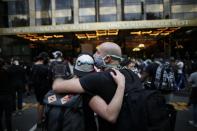 Protesters rally against the death in Minneapolis police custody of George Floyd, in the Brooklyn borough of New York City