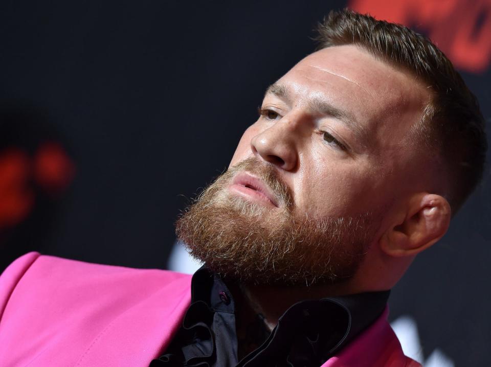 Conor McGregor in a pink suit jacket at the VMAs in Brooklyn, New York.