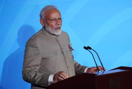 India's Prime Minister Modi speaks during the 2019 United Nations Climate Action Summit at U.N. headquarters in New York City, New York, U.S.