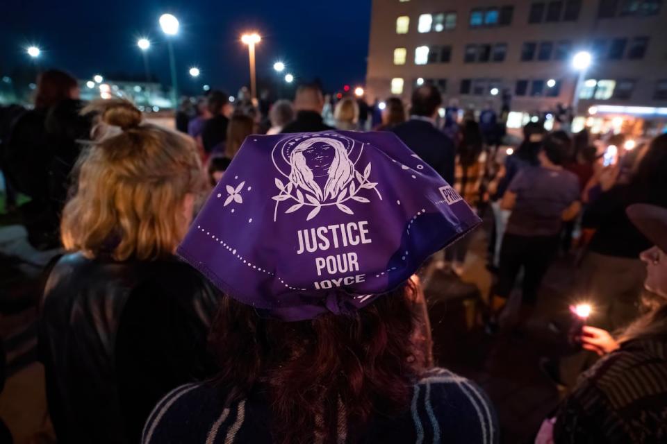 Hundreds gathered outside the Joliette hospital Thursday night, where Joyce Echaquan died three years ago. Echaquan was a 37-year-old Atikamekw mother of seven, who died of a pulmonary edema as she was filming a nurse and orderly hurle insults at her. Her death drew outrage and condemnation across the country. 