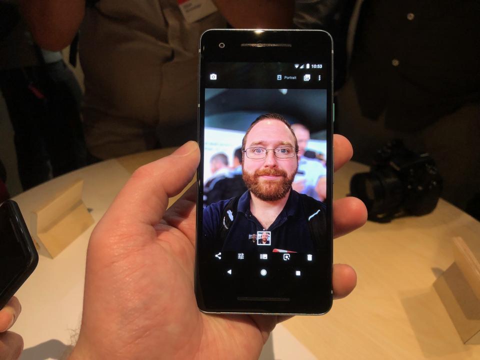 The Pixel 2 and Pixel 2 XL support Portrait mode with the front and rear-facing cameras, which blurs the background and keeps the foreground in focus.