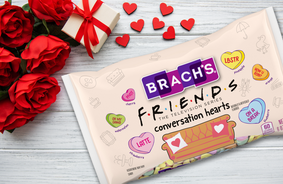 New this year, Brach's is showcasing sayings from hit sitcom Friends on its hearts. (Photo: Brach's)
