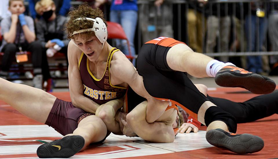 Webster Area senior Cael Larson is a three-time state Class B place winner and among the top returning area high school wrestlers this winter. He placed third at 132 pounds as a junior last February.