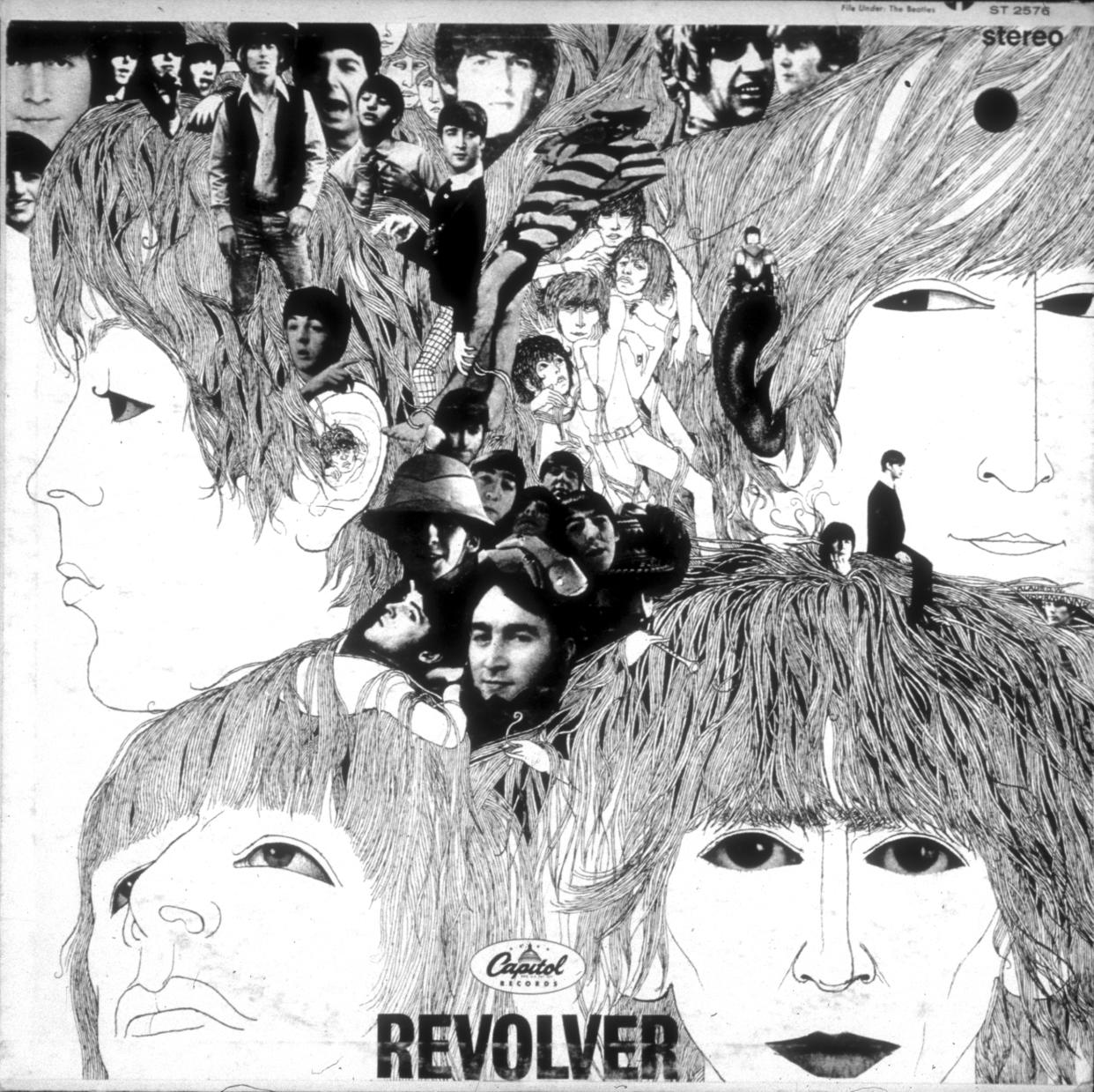 Album cover designed by artist Klaus Voorman for the Beatles' album 'Revolver,' August  1966. (Photo: Michael Ochs Archives/Getty Images)