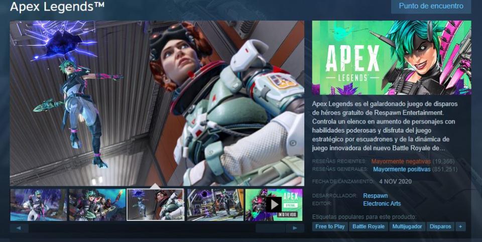 Apex Legends recibió muchas reseñas negativas en Steam