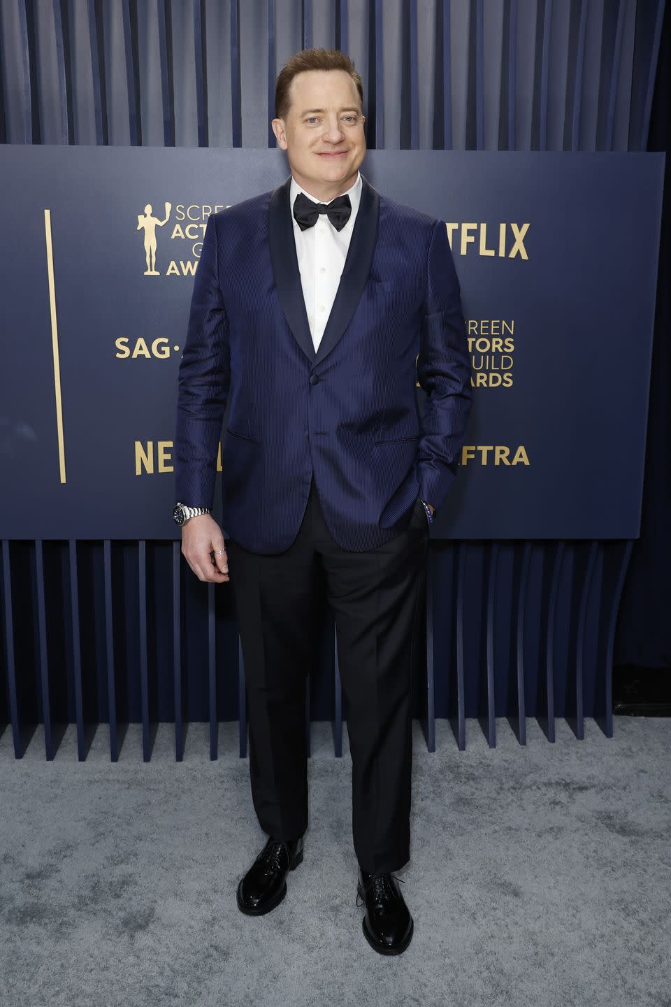 los angeles, california february 24 brendan fraser attends the 30th annual screen actors guild awards at shrine auditorium and expo hall on february 24, 2024 in los angeles, california photo by frazer harrisongetty images