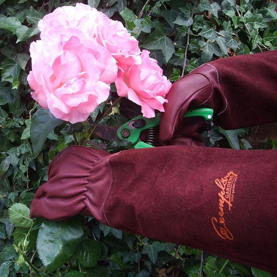 13) Leather Gardening Gloves