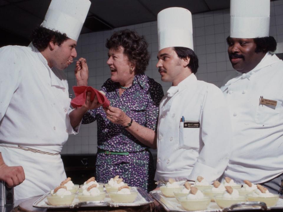 julia child cooking and talking to other chefs