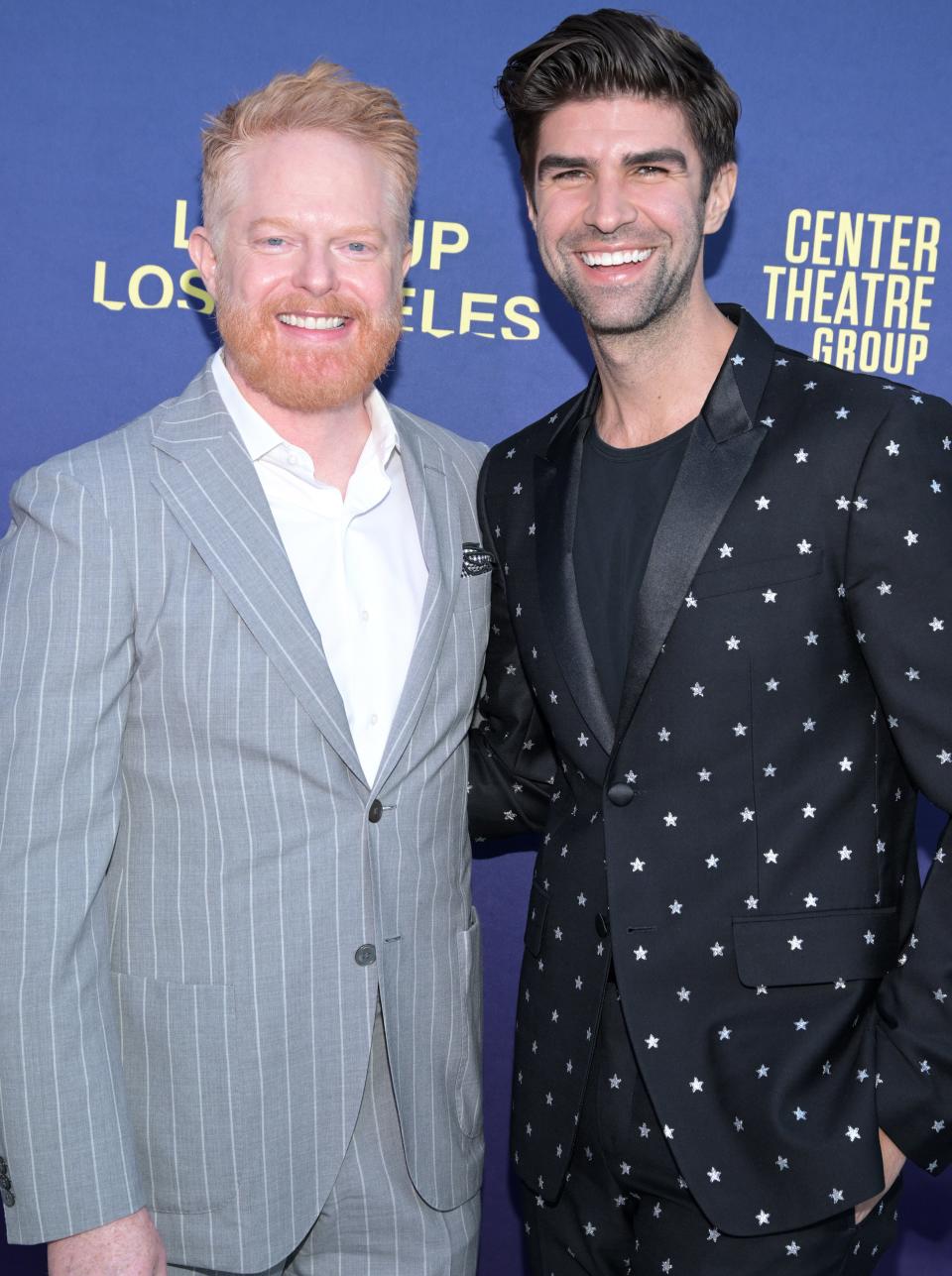 Close-up of Jesse and Justin at a media event