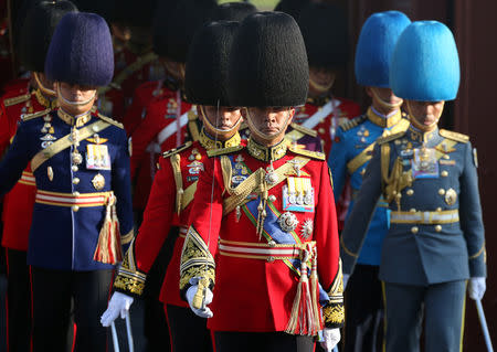 Royal Guards march during a coronation procession for Thailand's newly crowned King Maha Vajiralongkorn in Bangkok, Thailand May 5, 2019. REUTERS/Athit Perawongmetha