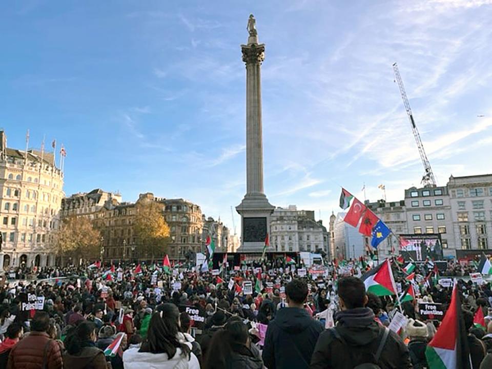 The march reaches Trafalgar Square (PA)