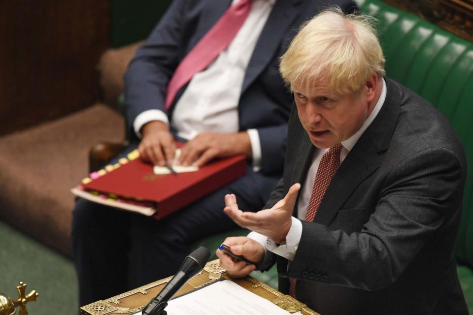 Prime Minister Boris Johnson during a debate on the Internal Market Bill in the House of Commons, London: PA