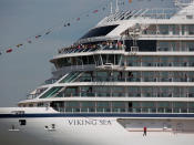 Über einen besseren Platz darf sich das Vorgänger-Modell, die "Viking Sea", freuen. Der Liner erzielt im Ranking des "Berlitz Cruising & Cruise Ships Guide" in der Kategorie "Mittelgroße Kreuzfahrtschiffe" Silber. (Bild-Copyright: Matt Dunham/AP Photo)