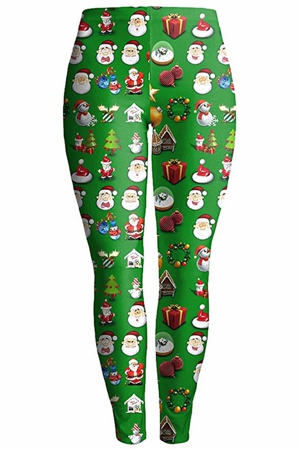 12 Shamelessly Ugly Christmas Sweater Workout Leggings On