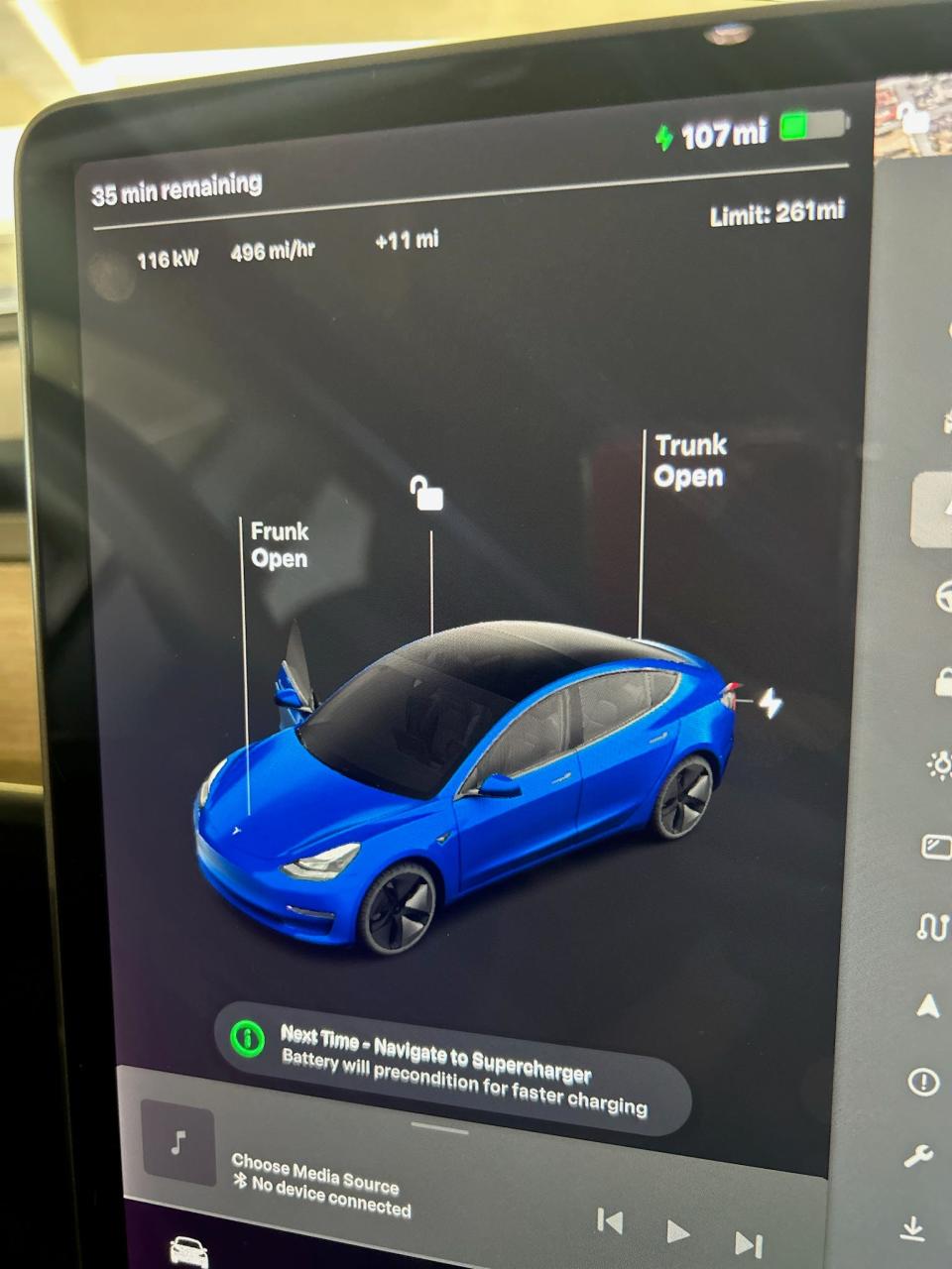 In-dash of a Tesla Model 3