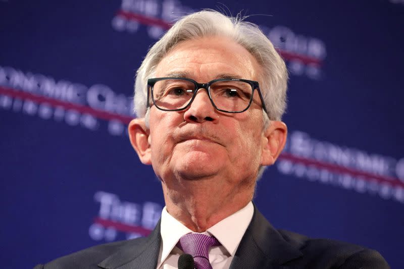 FILE PHOTO: Fed Chair Jerome Powell speaks at The Economic Club of Washington