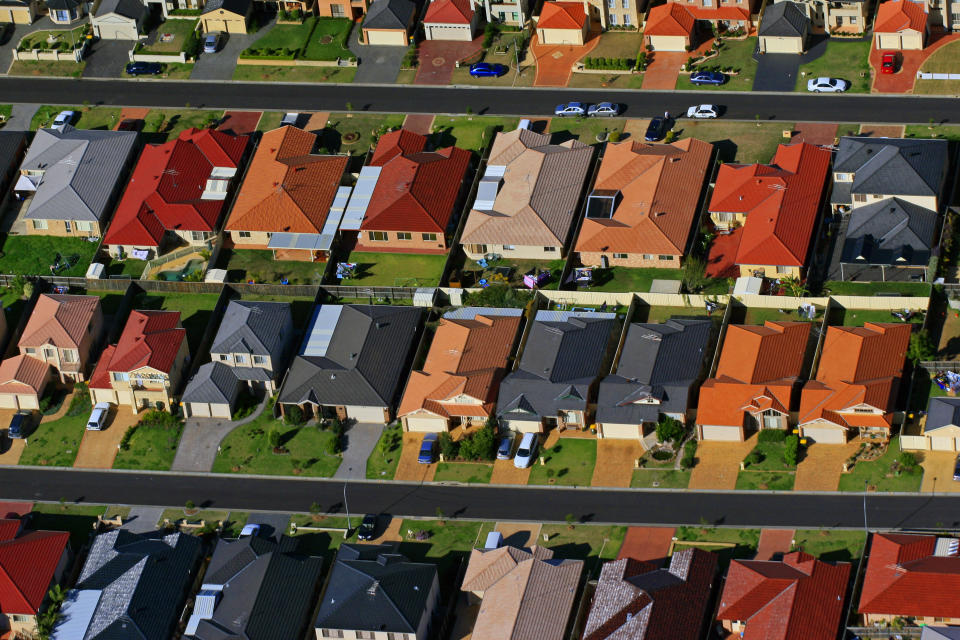 This was photographed from a helicopter of Sydney's urban sprawl on the edges of the city.