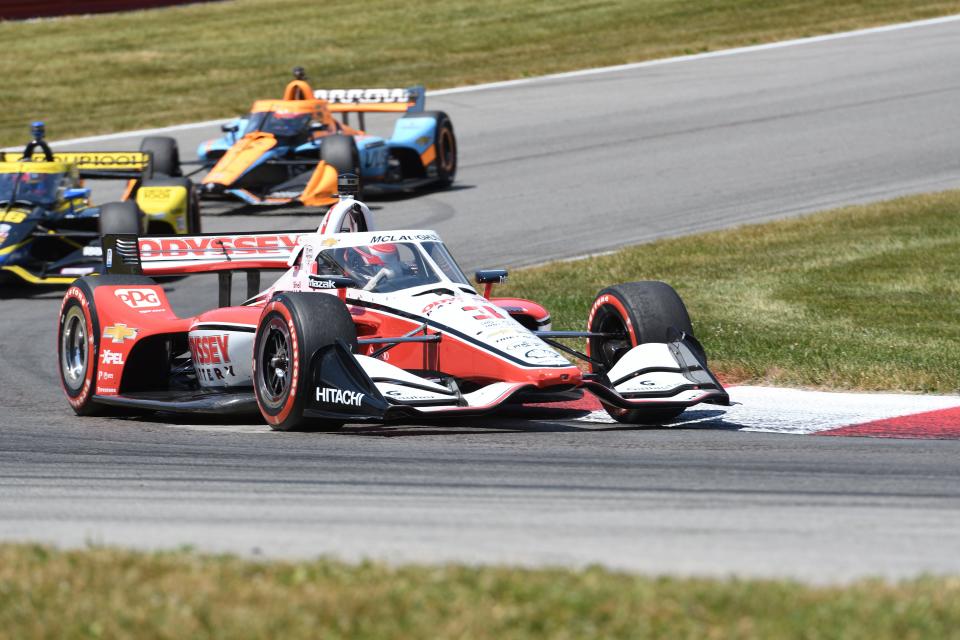 Scott McLaughlin in his No. 3 Odyssey Battery Team Penske Chevrolet at Mid-Ohio.