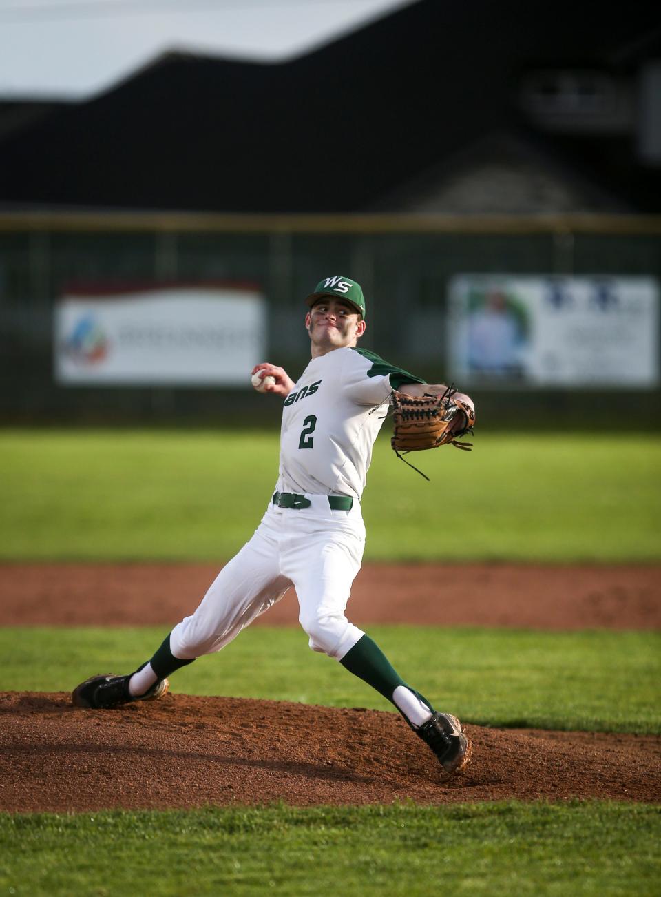 West Salem's Brody McMullen (2) throws a pitch during the game against Central Catholic on Tuesday, March 15, 2022 in Salem, Ore.