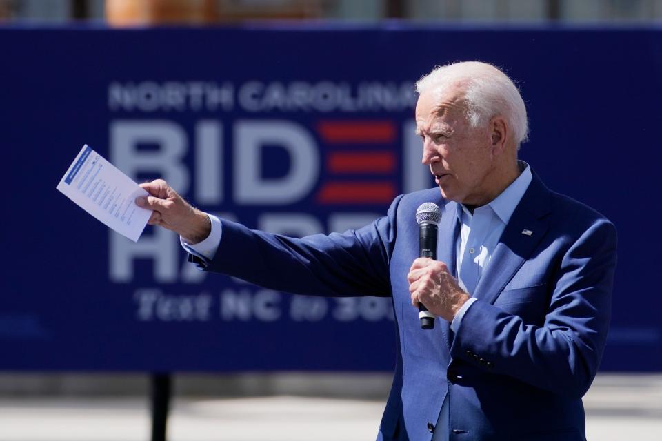 Joe Biden, the Democratic presidential nominee, speaks on Thursday  (AP)