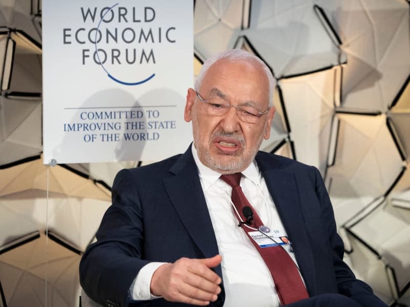 Rached Ghannouchi, Chairman of Tunisia's Islamic Conservative Ennahda Party, speaks during a session of the World Economic Forum (WEF). Ghannouchi, began a hunger strike in prison to protest his detention along with other opposition figures, his lawyers said. Valeriano Di Domenico/World Economic Forum/dpa