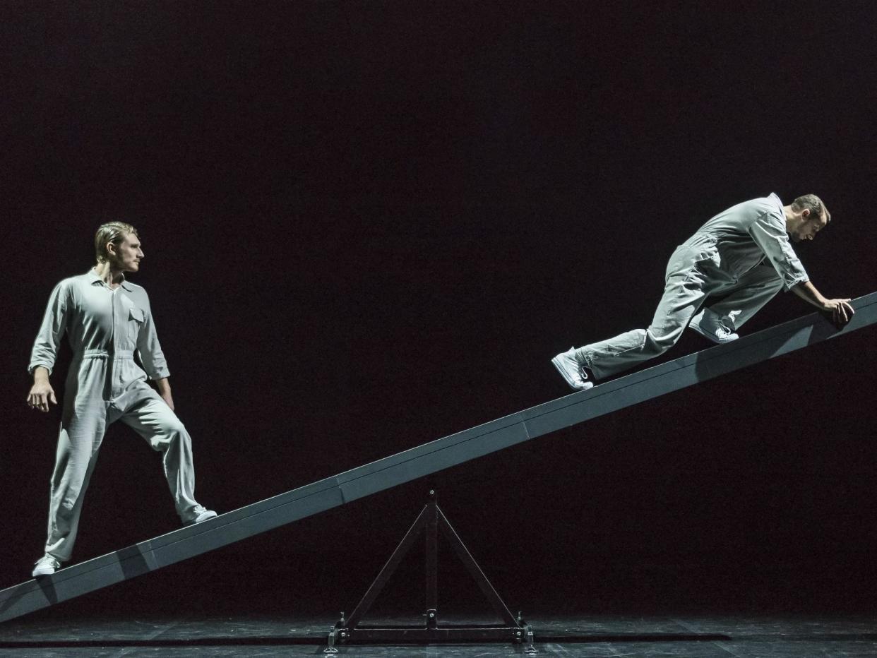 BalletBoyz performing in Javier De Frutos' 'The Title Is In the Text' as part of 'Fourteen Days' at Sadler's Wells: Panayiotis Sinnos