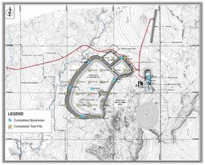 Completed Geotechnical Drill Locations on TSF and Process Plant Areas