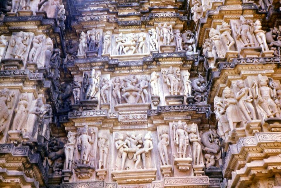Photo: Orgy sculpture at the Khajuraho temple by Leon petrosyan via Wikipedia
