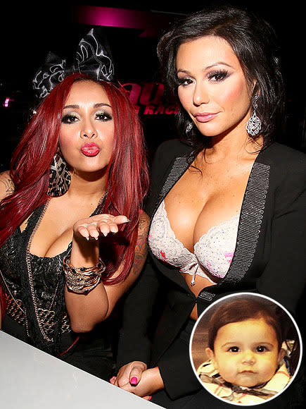 <p><b>JWOWW</b><br>Two peas in a pod since Jersey Shore, Snooki's (aka Nicole Polizzi) first choice for son Lorenzo was a no-brainer: Jennie "JWoww" Farley of course. At the baby's March 2013 baptism, Farley took her duties seriously. "My precious godbaby," she wrote on Instagram, sharing a photo of a party favor.</p>