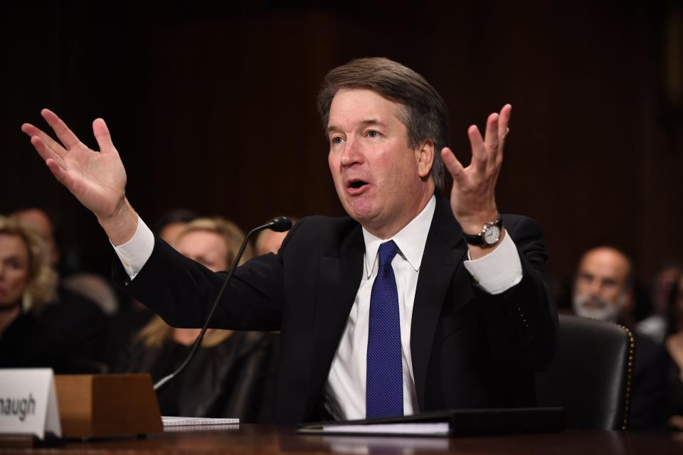 Supreme Court nominee Judge Brett Kavanaugh testifies before testifying to the Senate Judiciary Committee hearing his nomination to be an associate justice of the Supreme Court, on Sept. 27, 2018. President Donald J. Trump's nominee to be an associate justice Brett Kavanaugh is in a tumultuous confirmation process as multiple women have accused Kavanaugh of sexual misconduct.