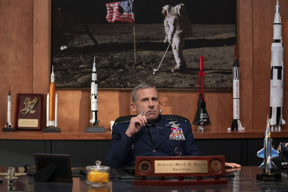 Steve Carell pondering the future of streaming. (Photo: Aaron Epstein/Netflix)