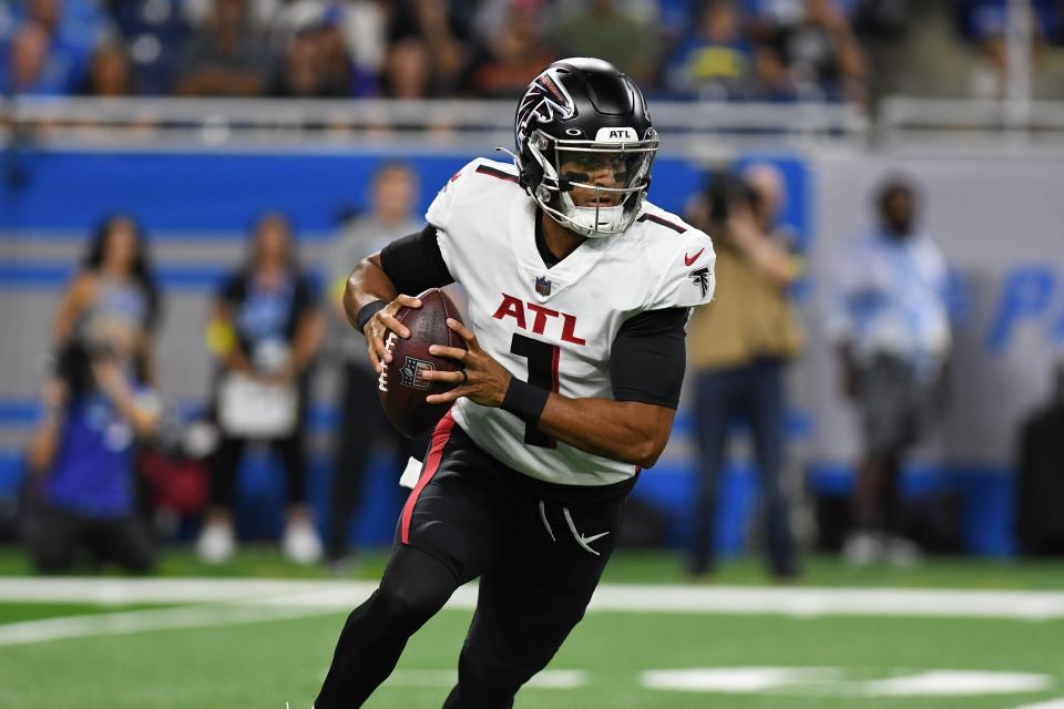 Atlanta Falcons quarterback Marcus Mariota during the preseason.