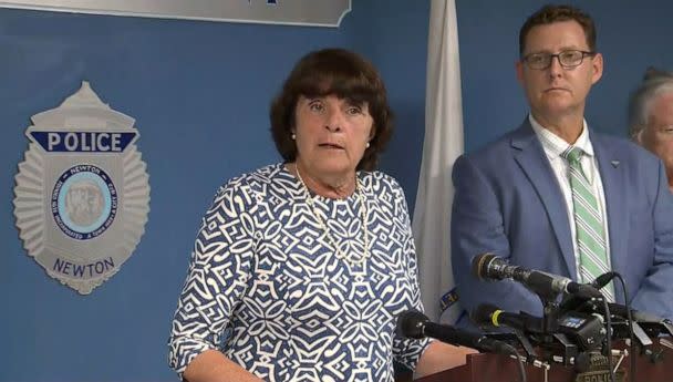 PHOTO: Middlesex District Attorney Marian Ryan speaks at a press conference following a triple homicide in Newton, Mass., where three people were found stabbed and beaten to death inside a home on June 25, 2023. (WCVB)