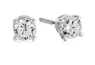 Amazon Collection AGS Certified 14k White Gold Diamond with Screw Back and Post Stud Earrings (…