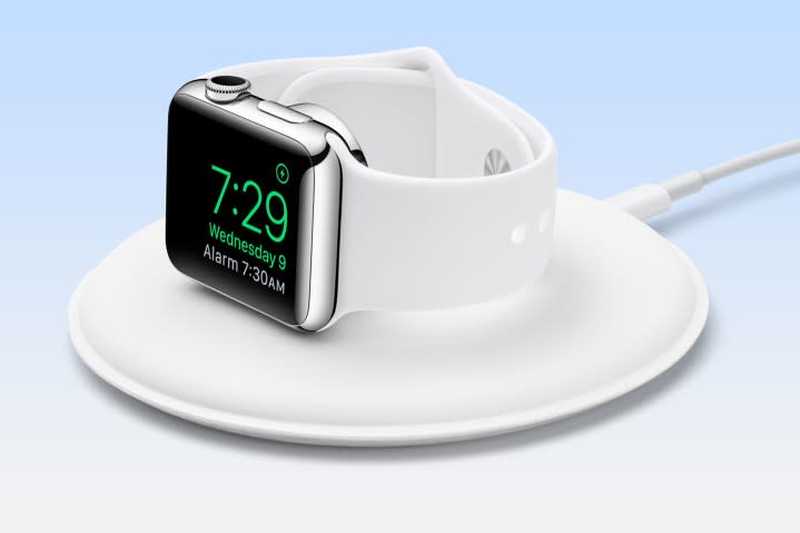 An Apple Watch on the Apple Watch Magnetic Charging Dock.