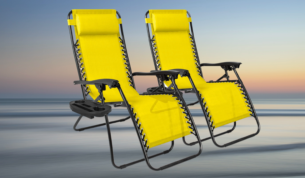 two yellow loungers