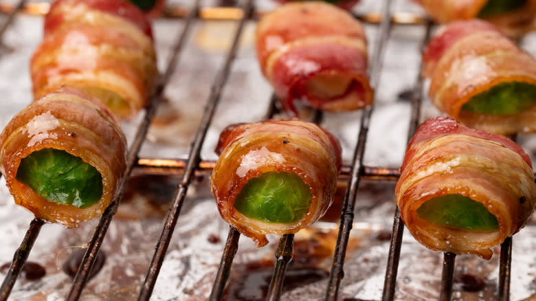 bacon-wrapped balsamic Brussels sprouts