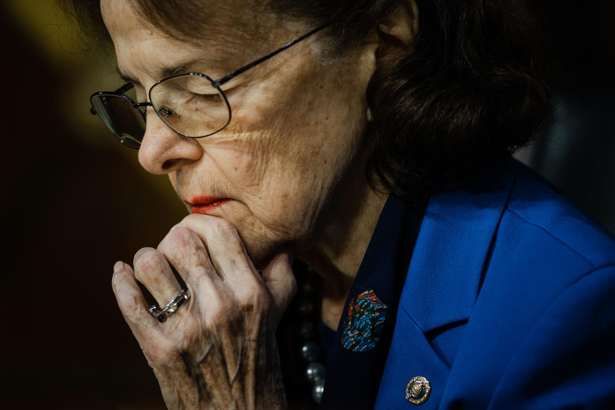 Sen. Dianne Feinstein, D-Calif., attends a Senate Judiciary Committee meeting on Capitol Hill Thursday. (Kent Nishimura/Los Angeles Times via Getty Images)