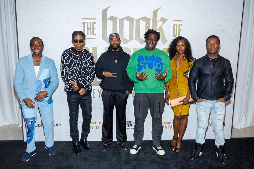 Caleb McLaughlin, RJ Cyler, LaKeith Stanfield, Jeymes Samuel, Anna Diop and David Oyelowo attend a Special Screening and Q and A of THE BOOK OF CLARENCE at Pacific Design Center on December 11, 2023 in West Hollywood, California.